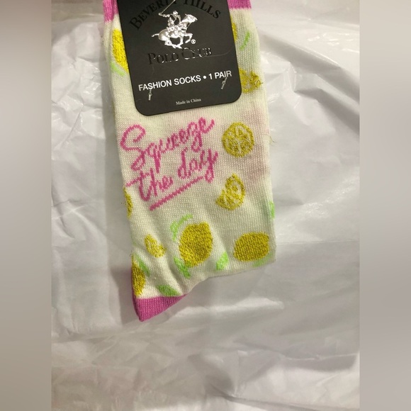 2pairs‎ lemon print squeeze the day cream & pink printed socks - Picture 3 of 9